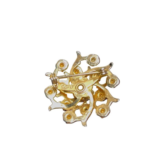 Purple Clear Rhinestone Brooch Earring Set Gold Tone Screw Back 50s Vintage Coro - Picture 3 of 6